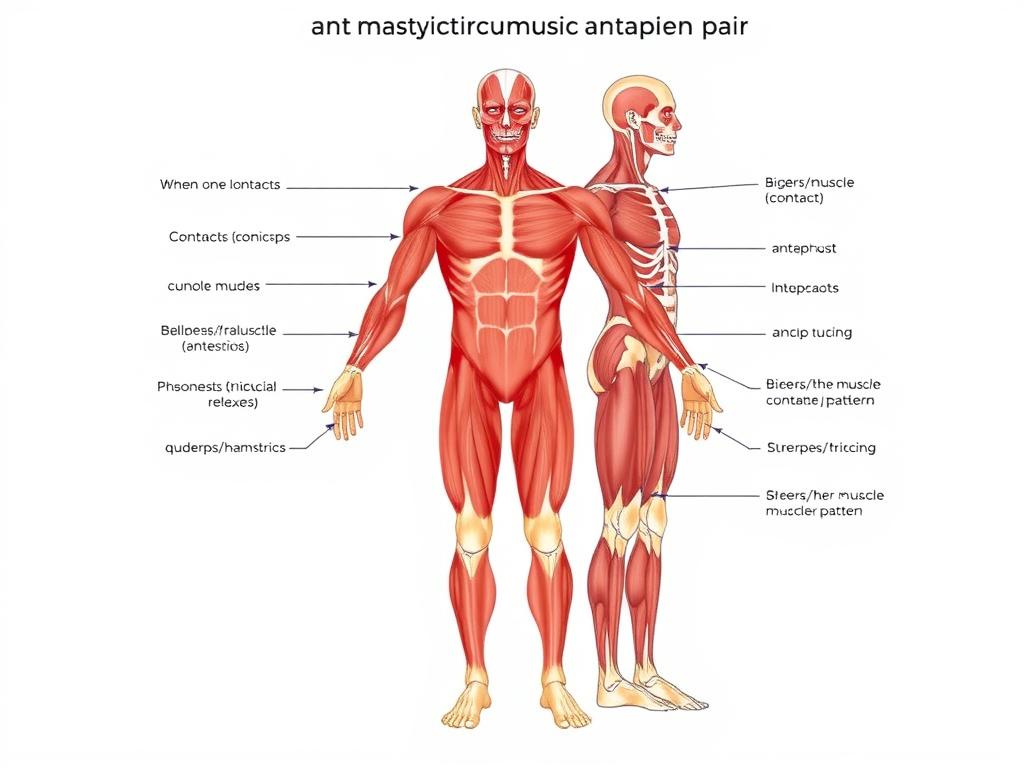 Diagram otot antagonis-sinergis yang menunjukkan hubungan kerja otot dalam tubuh Diagram otot antagonis-sinergis yang menunjukkan hubungan kerja otot dalam tubuh