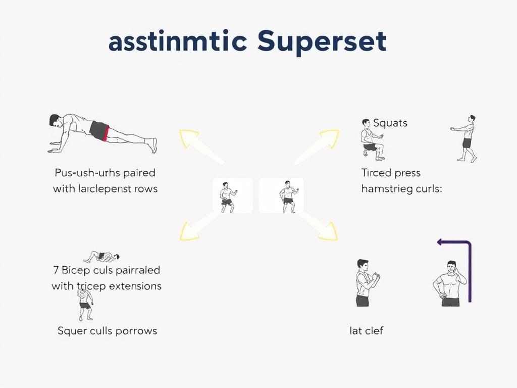 Ilustrasi teknik superset antagonis dengan contoh latihan Ilustrasi teknik superset antagonis dengan contoh latihan